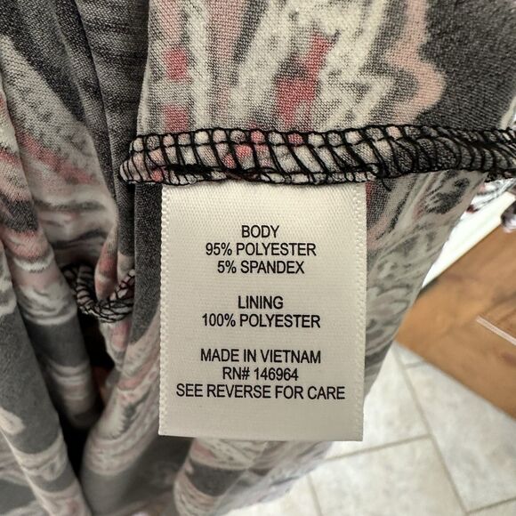 Signature Robbie Bee Dress XL Black Paisley Faux Wrap Stretch Midi Tiered NWT - Picture 6 of 9